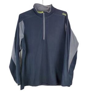Cabelas Fleece 1/4 Zip Mock Neck Pullover Sweater Warm Mens XL Zip Pockets Gray